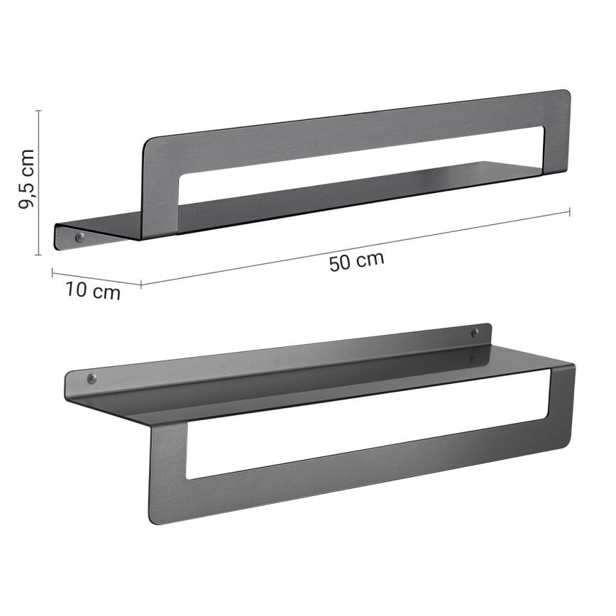Gedy - Plank met handdoekhanger CLEO 50 cm metallic grijs