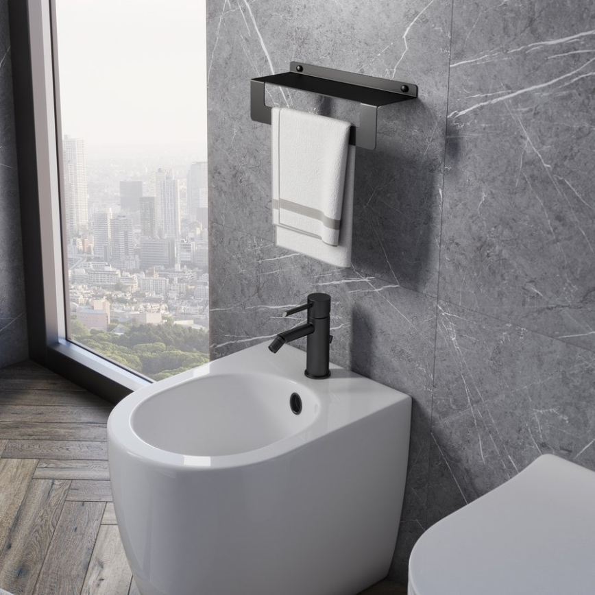 Gedy - Plank met handdoekhouder CLEO 30 cm mat zwart