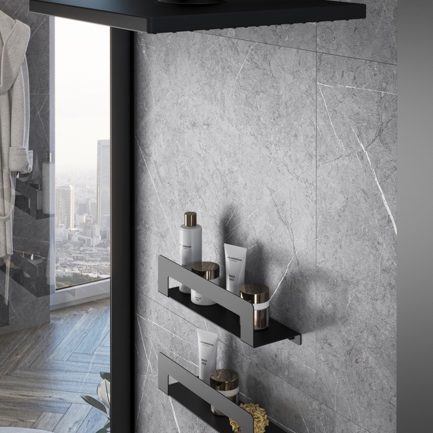 Gedy - Plank met handdoekhouder CLEO 30 cm mat zwart