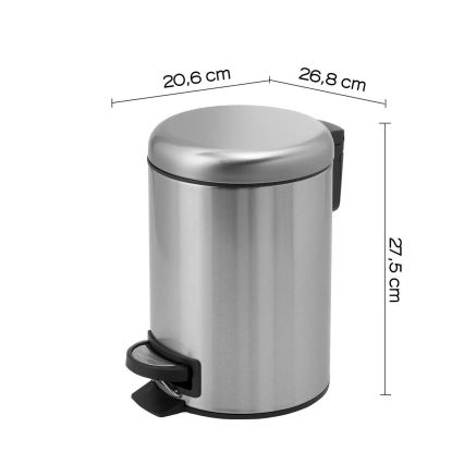 Gedy - POTTY-prullenbak 5 l met zachte sluiting, geborsteld RVS
