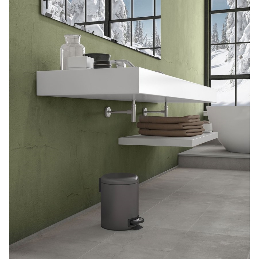 Gedy - Prullenbak POTTY 5 l met zachte sluiting, metallic grijs
