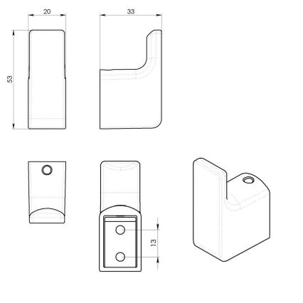 Gedy - SET 2x Muurhaak PIRENEI mat zwart