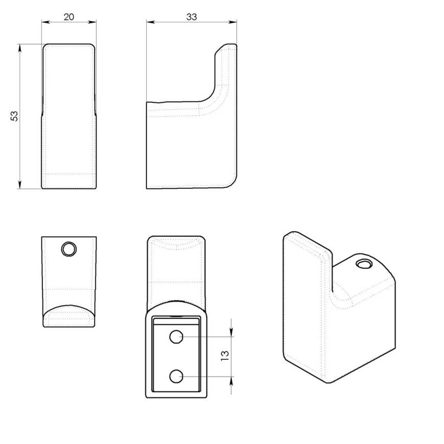 Gedy - SET 2x Muurhaak PIRENEI mat zwart
