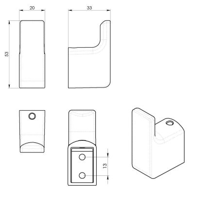 Gedy - Set van 2 wandhaken PIRENEI mat goud