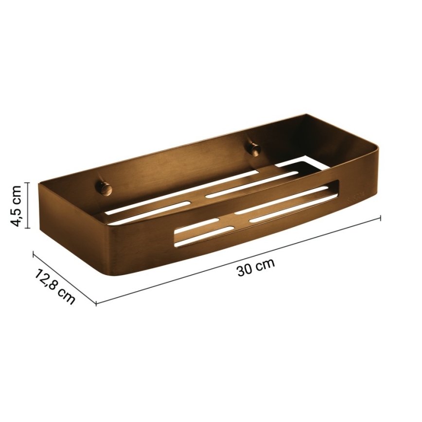 Gedy - SMART wandplank voor in de douche 30 x 12,8 cm, brons