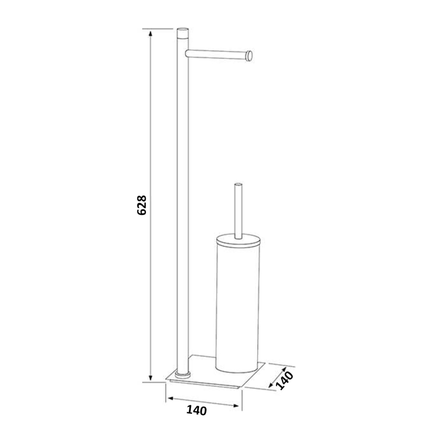 Gedy - Staande WC-borstel met toiletrolhouder TRILLY, metallic grijs