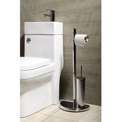 Gedy - Toiletpapier en toiletborstelhouder HIBISCUS glanzend chroom