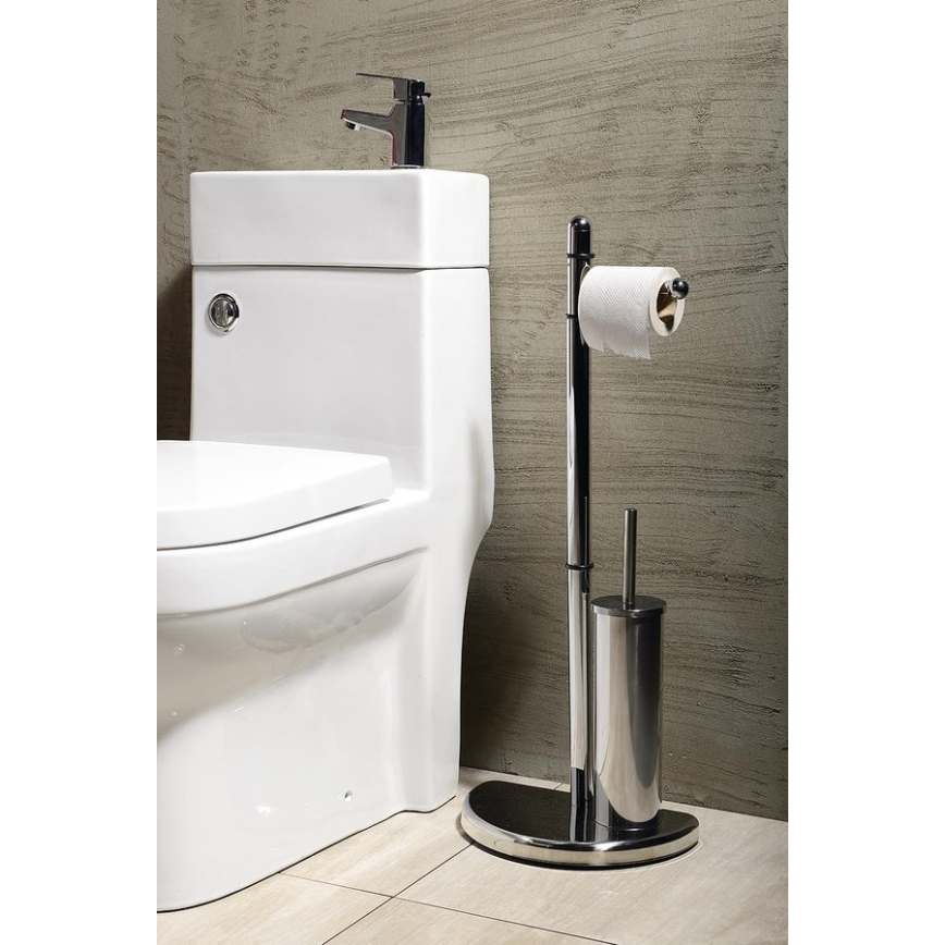 Gedy - Toiletpapier en toiletborstelhouder HIBISCUS glanzend chroom