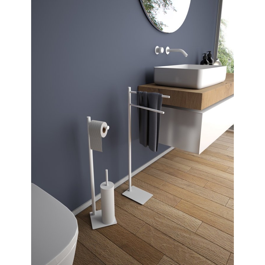 Gedy - Vrijstaande toiletborstel met toiletrolhouder TRILLY, mat wit