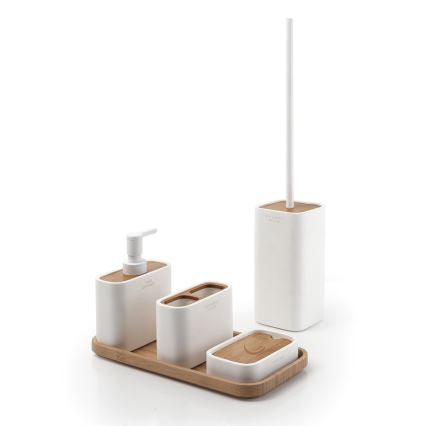 Gedy - Vrijstaande toiletborstel NINFEA wit/bamboe
