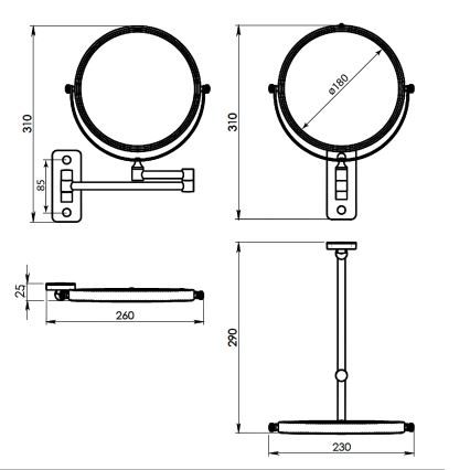 Gedy - Wandcosmeticaspiegel GAIA glanzend chroom