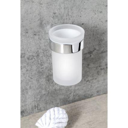 Gedy - Wandgemonteerde toiletborstel PIRENEI glanzend chroom/glas satijn