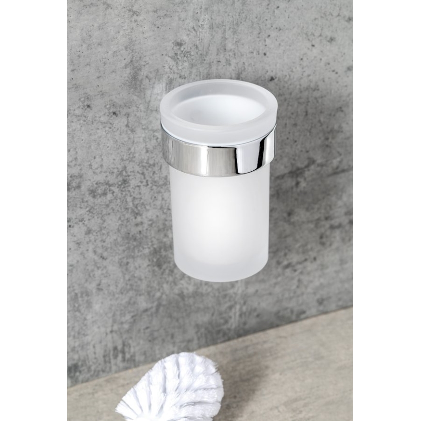 Gedy - Wandgemonteerde toiletborstel PIRENEI glanzend chroom/glas satijn
