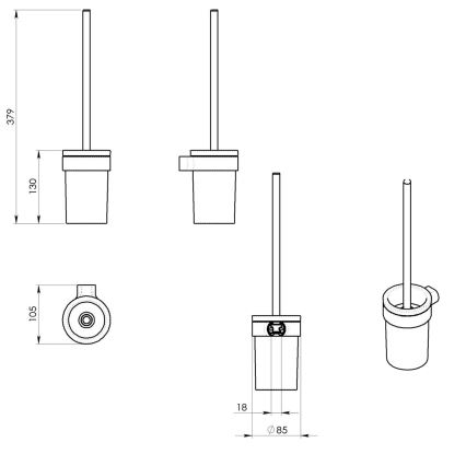 Gedy - Wandgemonteerde toiletborstel PIRENEI glanzend chroom/glas satijn
