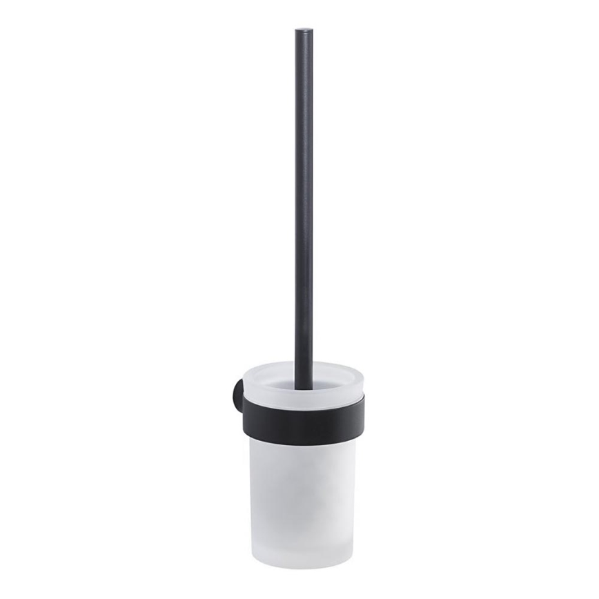 Gedy - Wandgemonteerde toiletborstel PIRENEI mat zwart/glas satijn