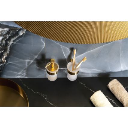Gedy - Wandgemonteerde zeepdispenser PIRENEI 110 ml opaalglas/mat goud