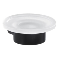 Gedy - Wandgemonteerde zeephouder PIRENEI melkglas/mat zwart