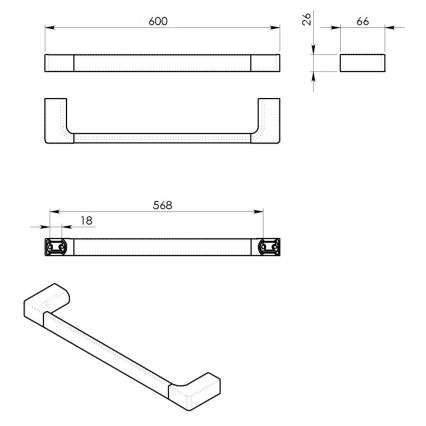 Gedy - Wandhanddoekhouder PIRENEI 6,6 x 60 cm mat wit
