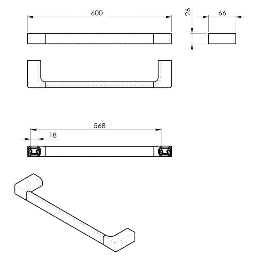Gedy - Wandhanddoekhouder PIRENEI 6,6 x 60 cm mat wit