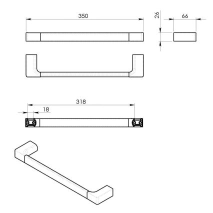 Gedy - Wandhanddoekhouder PIRENEI 6,6x35 cm mat wit