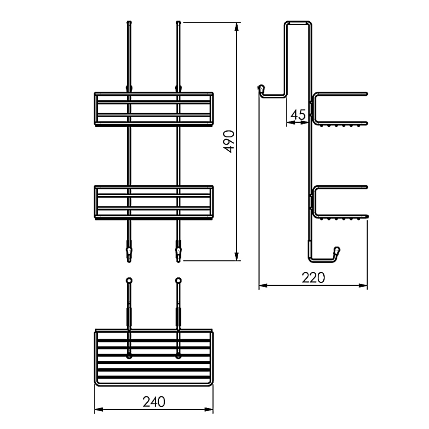Gedy - Wandplank voor in de douche CHROM LINE 49x24 cm mat zwart