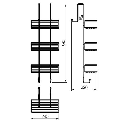 Gedy - Wandplank voor in de douche CHROM LINE 68x24 cm glanzend chroom