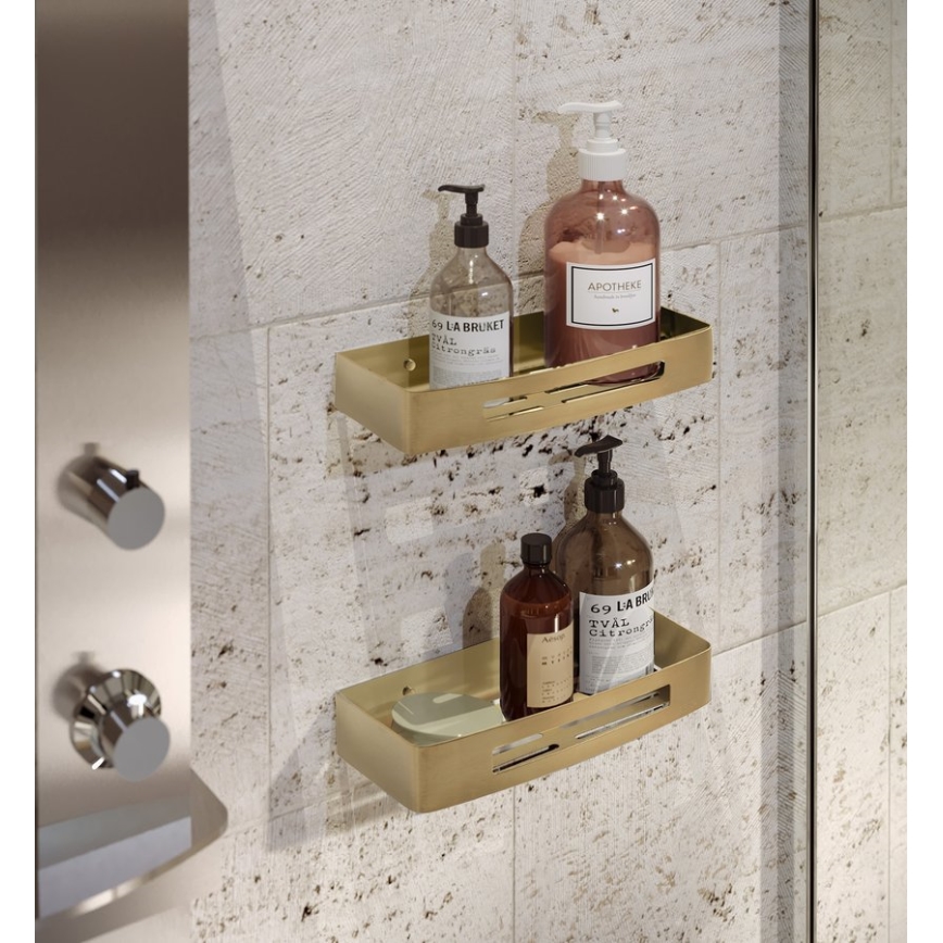Gedy - Wandplank voor in de douche SMART 30x12,8 cm mat goudkleurig