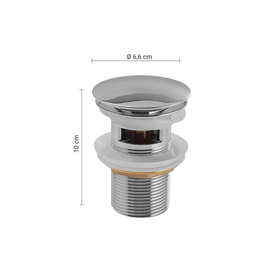 Gedy - Wastafelafvoer CLICK-CLACK Ø 6,6 cm glanzend chroom