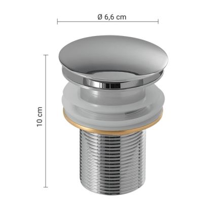 Gedy - Wastafelafvoer CLICK-CLACK Ø 6,6 cm glanzend chroom