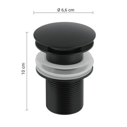 Gedy - Wastafelafvoer CLICK-CLACK Ø 6,6 cm mat zwart