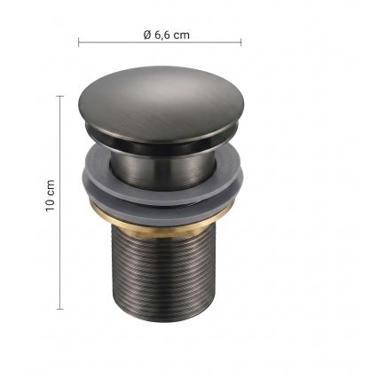 Gedy - Wastafelafvoer CLICK-CLACK Ø 6,6 cm metallic grijs