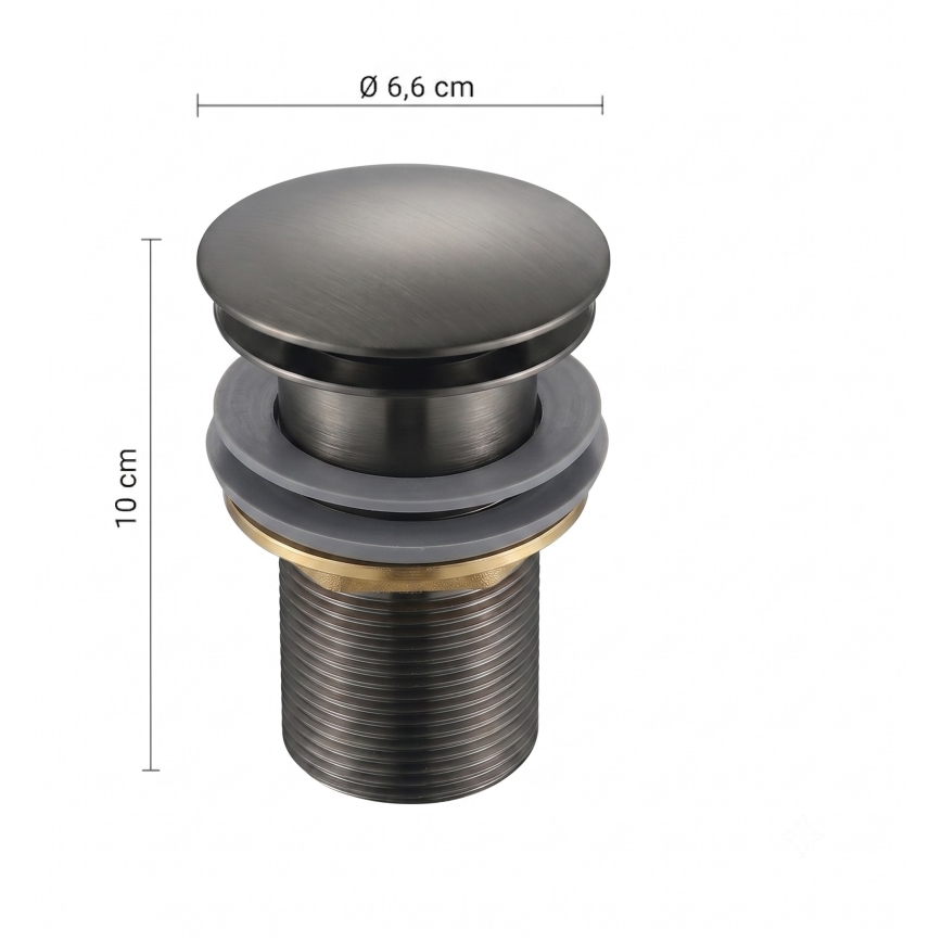 Gedy - Wastafelafvoer CLICK-CLACK Ø 6,6 cm metallic grijs