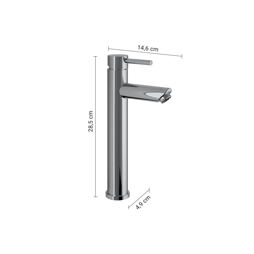 Gedy - Wastafelkraan ALTO HIGH 28,5 cm glanzend chroom