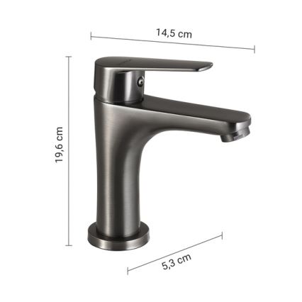 Gedy - Wastafelkraan COMO 19,6 cm metallic grijs