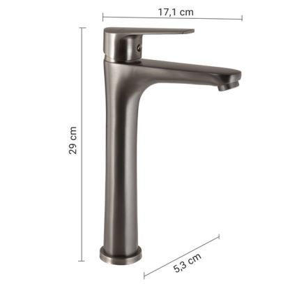 Gedy - Wastafelkraan COMO 29 cm metallic grijs