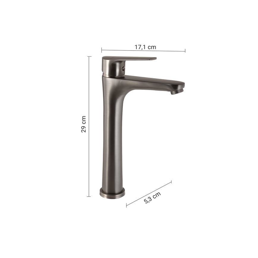 Gedy - Wastafelkraan COMO 29 cm metallic grijs