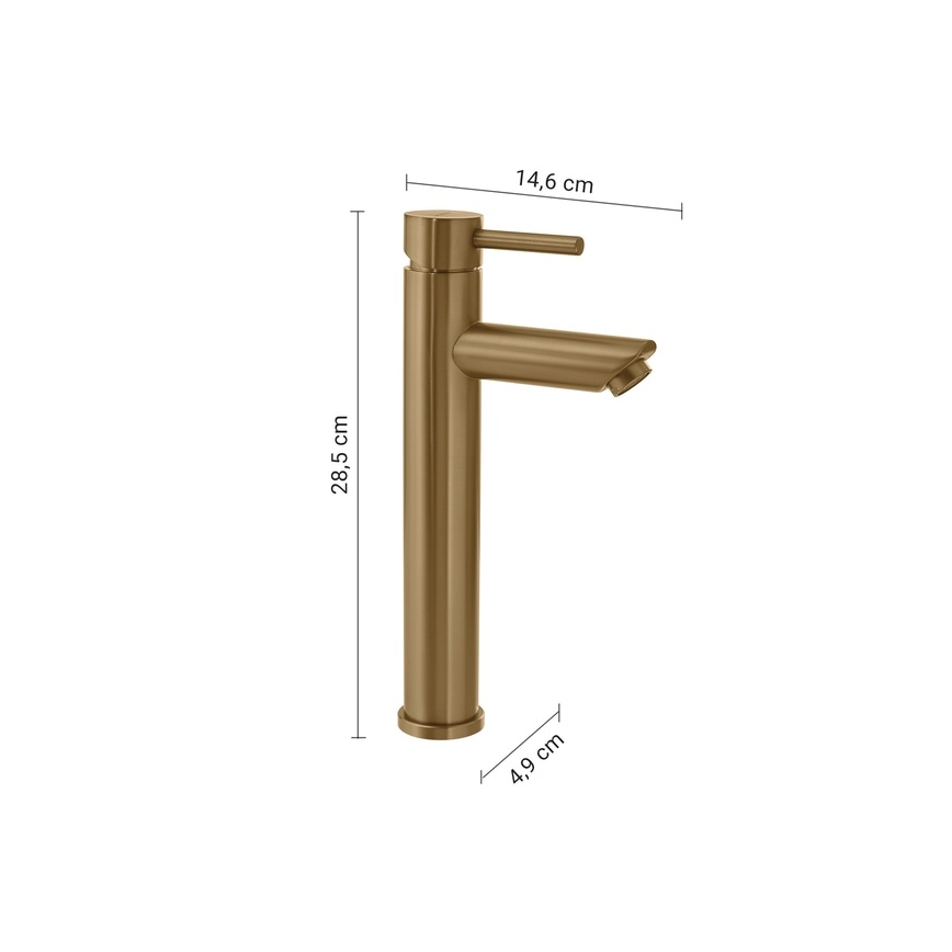 Gedy - Wastafelmengkraan ALTO 28,5 cm goudkleurig