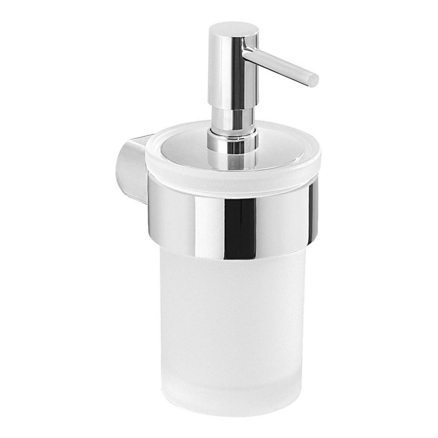 Gedy - Zeepdispenser voor aan de muur PIRENEI 110 mm melkachtig glas/glanzend chroom