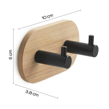 Gedy - Zelfklevend wand handdoek hanger HIMALAYA zwart/bamboe