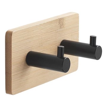 Gedy - Zelfklevend wand handdoek hanger HIMALAYA zwart/bamboe