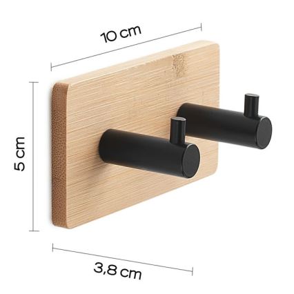 Gedy - Zelfklevend wand handdoek hanger HIMALAYA zwart/bamboe
