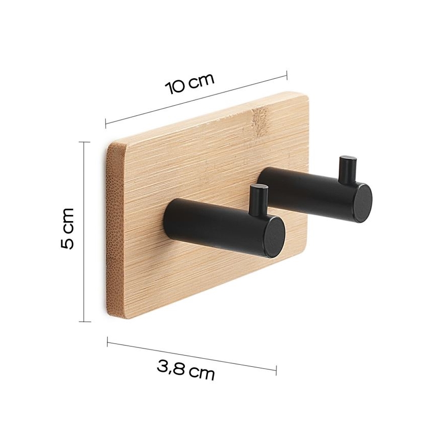 Gedy - Zelfklevend wand handdoek hanger HIMALAYA zwart/bamboe