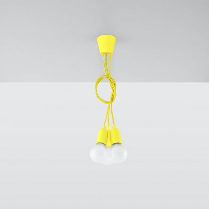 Gele lampen aan koord DIEGO 3xE27 / 60W / 230V