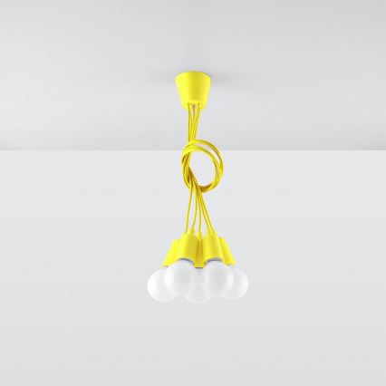 Gele lampen aan koord DIEGO 5x E27 / 60W / 230V