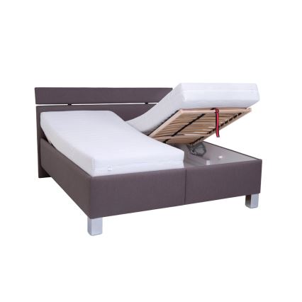 Gepolsterd bed ALIS 160x200 cm met matras en praktische opbergruimte, bruin