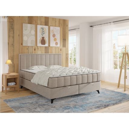Gestoffeerd bed met matrassen en topmatras, met opbergruimte ALICIA 140x200 cm beige