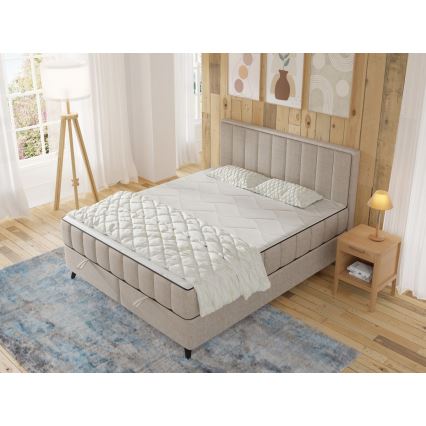 Gestoffeerd bed met matrassen en topmatras, met opbergruimte ALICIA 140x200 cm beige