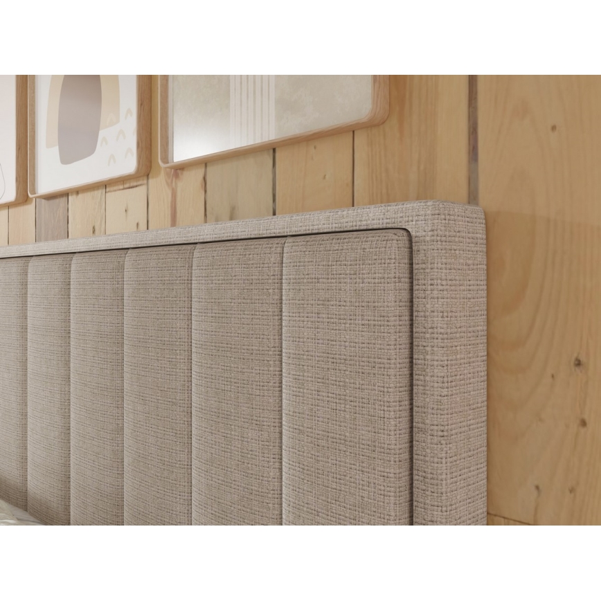 Gestoffeerd bed met matrassen en topmatras met opbergruimte ALICIA 160x200 cm beige