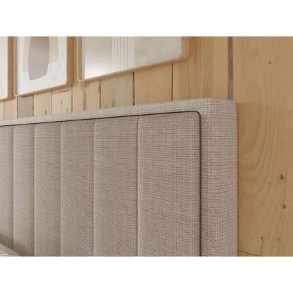Gestoffeerd bed met matrassen en topper met opbergruimte ALICIA 180x200 cm beige