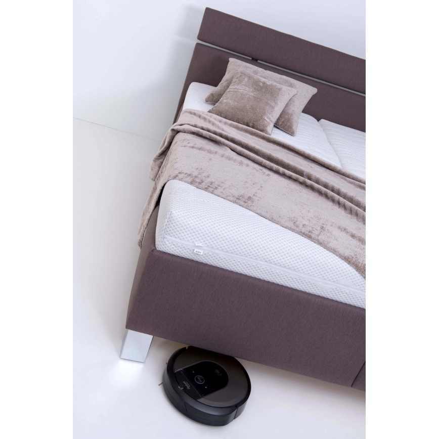 Gestoffeerd bed ALIS 180 x 200 cm met matras en opbergruimte, bruin